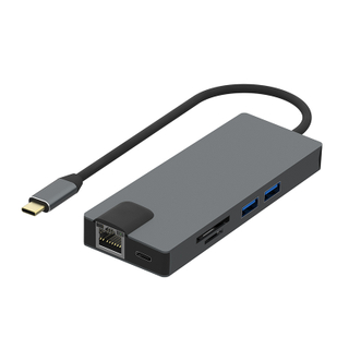 TYPE C to HDMI4K+USB3.0*2+VGA+TF+SD+PD+Audio+RJ45(Gigabit)